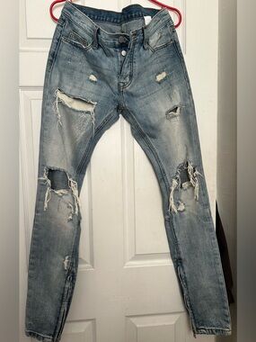 mnml Blue Denim Distressed Jeans- Men’s